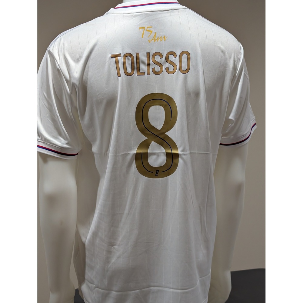 Adidas Olympique Lyonnais 75th Anniversary Tolisso 8 Jersey White Gold XL NEW - Picture 2 of 5